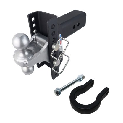 Shocker XR 10-Hole Channel Hitch with Silver Combo Ball & Shackle Kit - For 3" Receiver Hitch