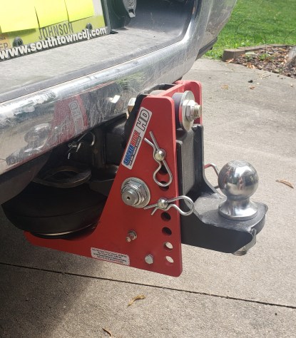 Shocker HD Air Bumper Hitch with Drop Mount Raised Installed