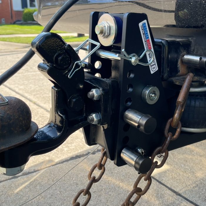 HD Max Black Air Pintle with Ball Hitch Installed (Shown with Locking Hitch Pins Sold Separately)