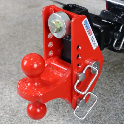 Shocker 12K Impact Cushion Hitch & Red Combo Ball - Flipped in Dropped Position