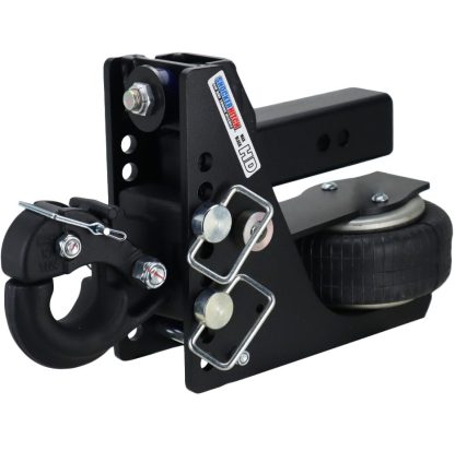 Shocker 20K Max Black HD Air Bumper Hitch with Adjustable Channel Pintle Hook Mount - For 2-1/2" Receiver