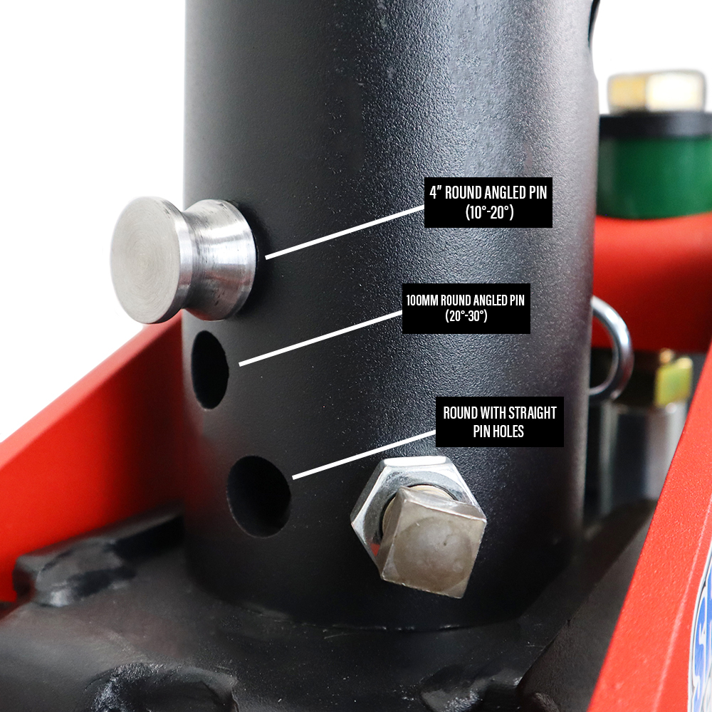 Shocker Multi-Fit Gooseneck Surge Air Hitch - Pin Hole Diagram