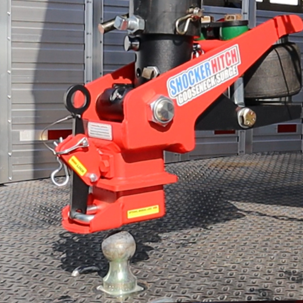 Figure 15: Shift Lock coupler in unlocked position, lower hitch onto gooseneck ball.