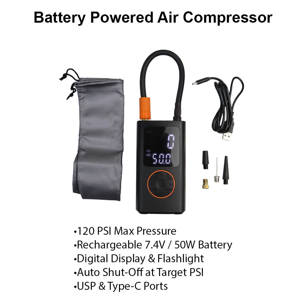 Shocker Compact Portable Air Compressor with Digital Gauge - Infographic