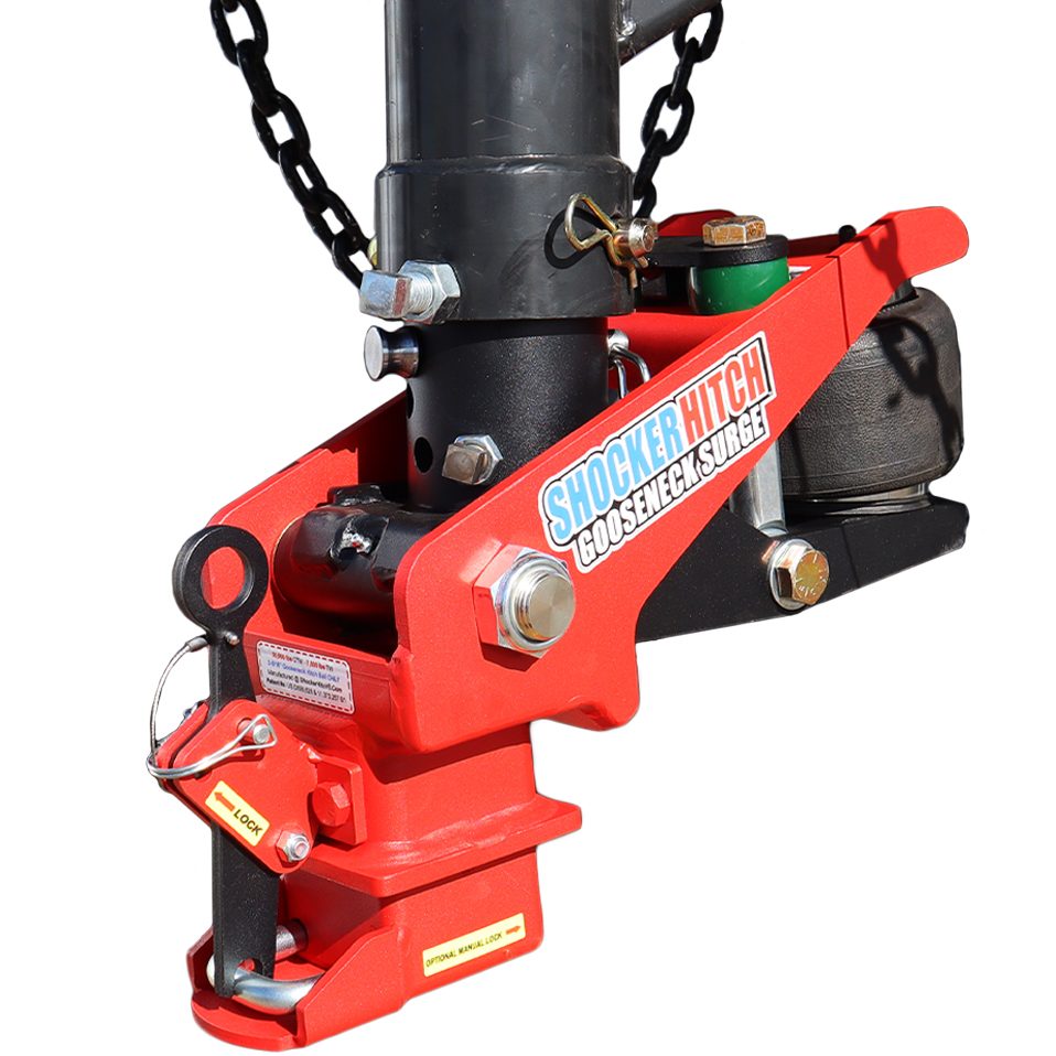 Shocker Multi-Fit Goose Air Hitch Shift Lock Coupler -Fits 4"& 100mm Round Stem w/Straight or Angled Pin Holes (Patent Pending)