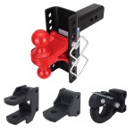 XR 10 Hole Channel Hitch Farm Kit - Red Combo, Pintle, Drawbar & Clevis Fits 2-1/2" Receiver