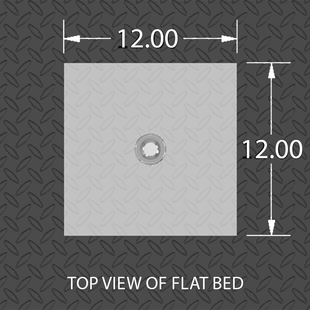 Top View: Recommended that the Shift Lock coupler have a minimum clearance of 12"x12" for flat beds.