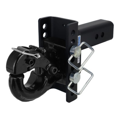 Shocker XR Adjustable Bumper Hitch with Channel Pintle Hook Mount - 8-Hole Channel - For 2-1/2" Receiver