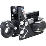 Shocker 20K Max Black HD Air Bumper Hitch with Adjustable Channel Pintle Hook Mount - For 2" Receiver