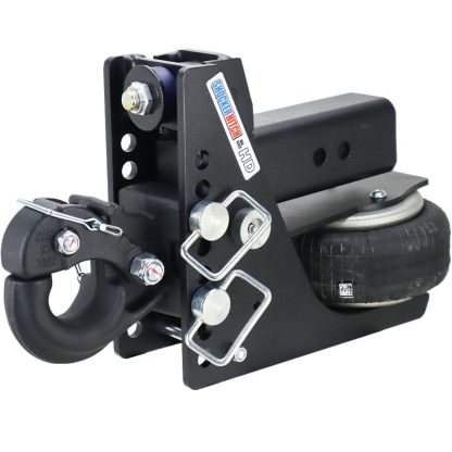 Shocker 20K Max Black HD Air Bumper Hitch with Adjustable Channel Pintle Hook Mount - For 3" Receiver