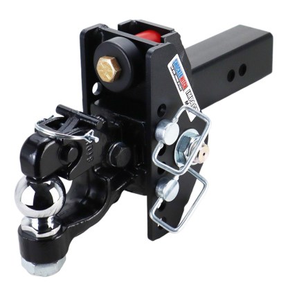 Shocker 20K Impact Max Dual Cushion Bumper Hitch with Adjustable Channel Pintle Hook & 2-5/16" Ball Combo - For 2-1/2" Receiver