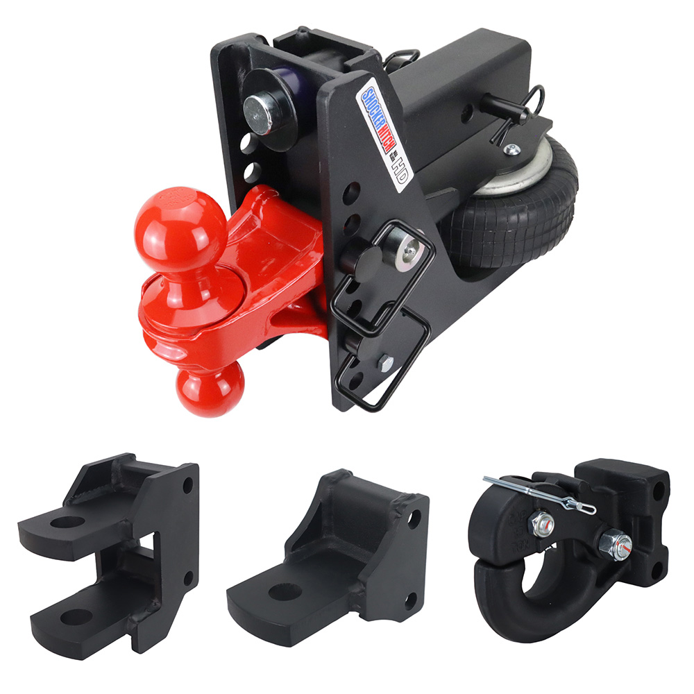 HD Max Black Air Hitch & Farm Mount Kit - Red Combo Ball, Pintle, Drawbar & Clevis