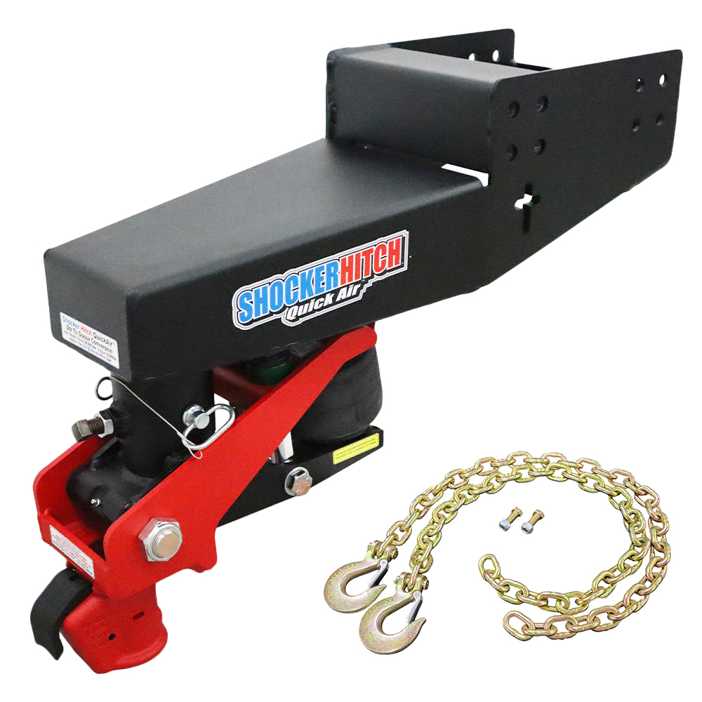 Quick Air 5th Wheel to Gooseneck Conversion Kit with Demco Coupler & Chain Kit for Turning Point Pin Box