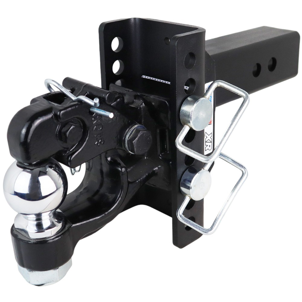 Shocker XR Adjustable Hitch with Channel Pintle & 2-5/16" Ball Combo Mount - 8-Hole Channel - For 2-1/2" Receiver