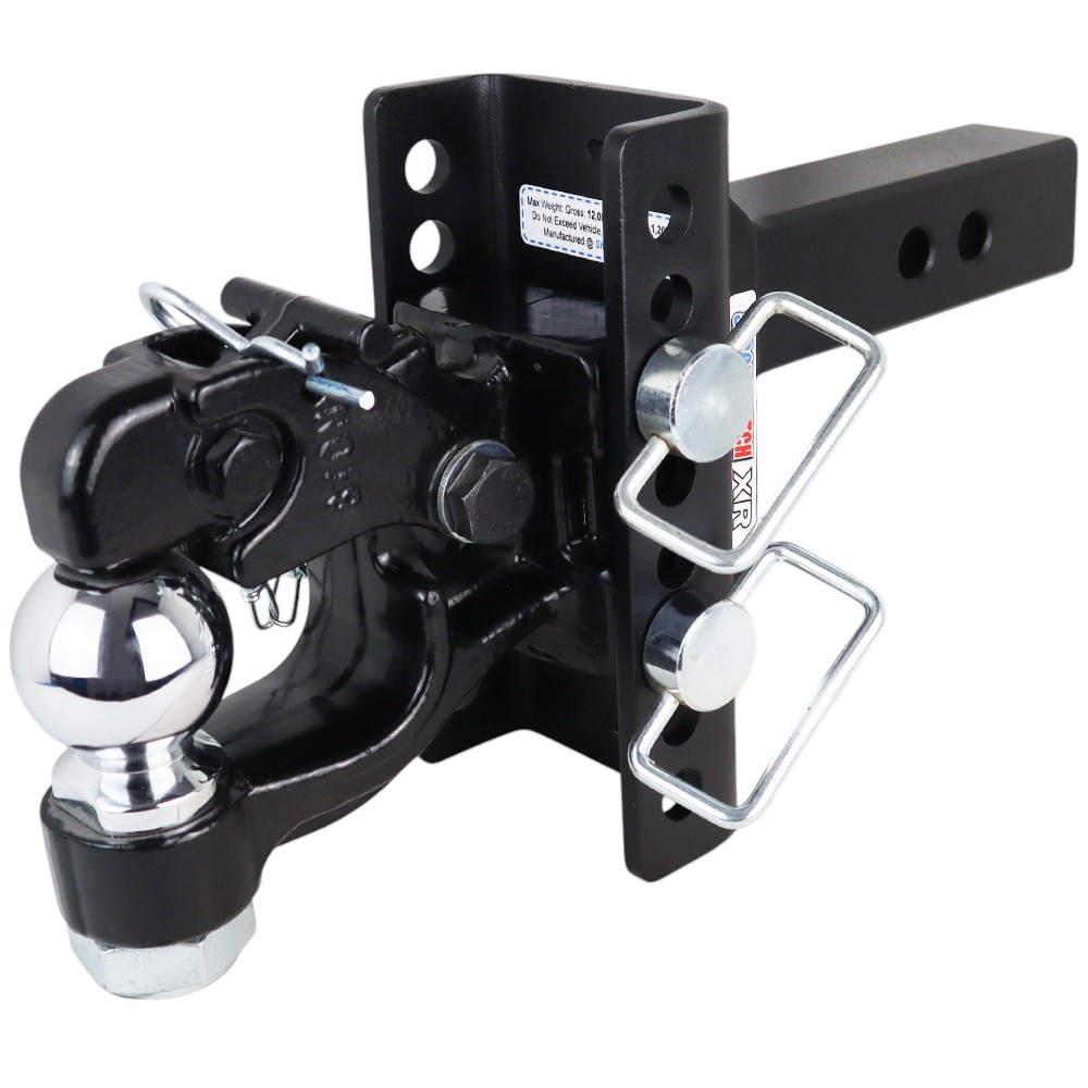 Shocker XR Adjustable Hitch with Channel Pintle & 2-5/16" Ball Combo Mount - 8-Hole Channel - For 2" Receiver