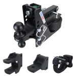 14K Max Black Air Hitch Farm Mount Tow Kit: Pintle, Clevis, Drawbar & Black Combo Ball - 2" Receiver