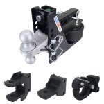 14K Max Black Air Hitch Farm Mount Tow Kit: Pintle, Clevis, Drawbar & Silver Combo Ball - 2" Receiver