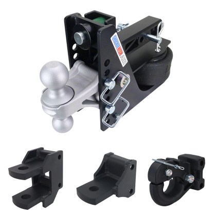 14K Max Black Air Hitch Farm Mount Tow Kit: Pintle, Clevis, Drawbar & Silver Combo Ball - 2" Receiver