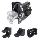 14K Max Black Air Hitch Farm Mount Tow Kit: Pintle, Clevis, Drawbar & Silver Combo Ball - 2-1/2" Receiver