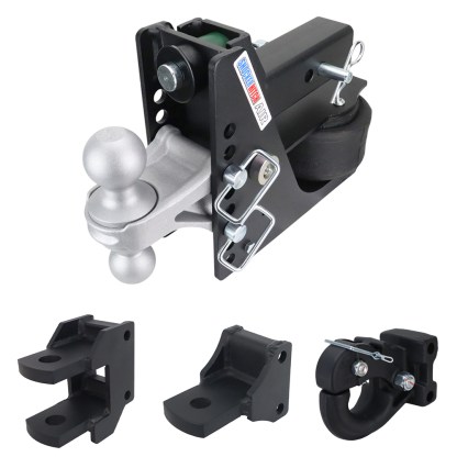 14K Max Black Air Hitch Farm Mount Tow Kit: Pintle, Clevis, Drawbar & Silver Combo Ball - 2-1/2" Receiver