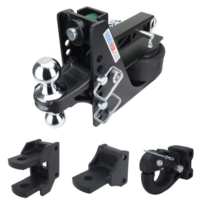 14K Max Black Air Hitch Farm Mount Tow Kit: Pintle, Clevis, Drawbar & Chrome Combo Ball - 2" Receiver