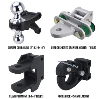 Shocker Farm Kit Mounts - (Chrome Combo Ball, Quad-Cushion Drawbar, Clevis Pin, Pintle Hook) SH-FTK2-C