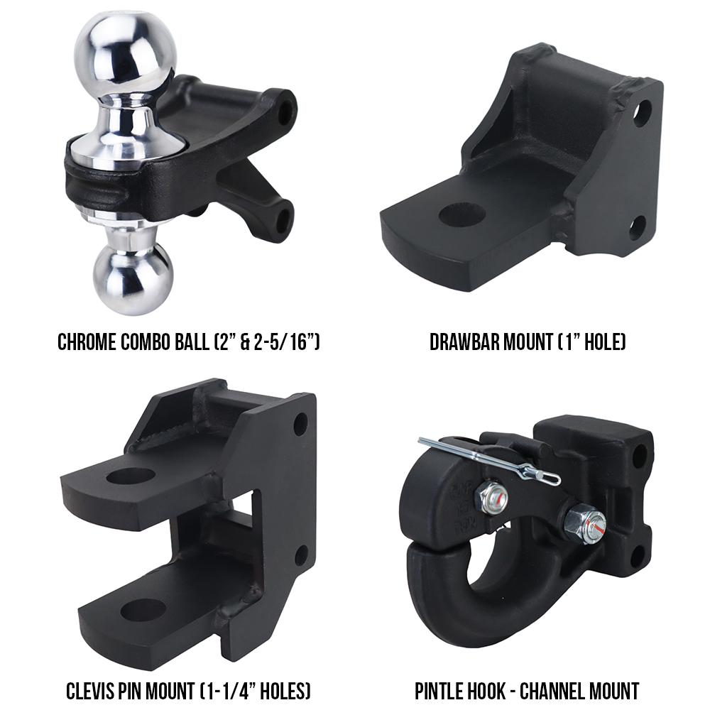 Shocker Farm Kit Mounts - (Chrome Combo Ball, Drawbar, Clevis Pin, Pintle Hook) SH-FTK-C