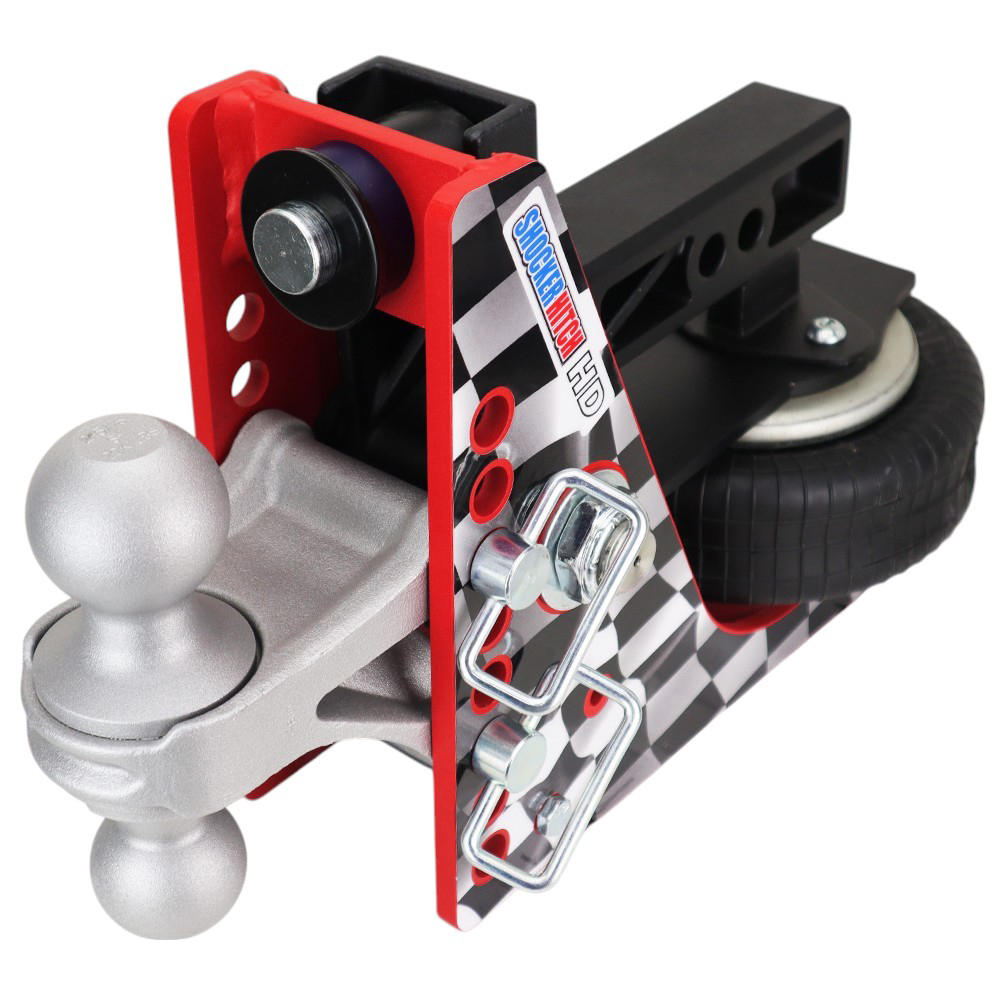 Checkered Flag Vinyl Laminate Protector on Red Hitch