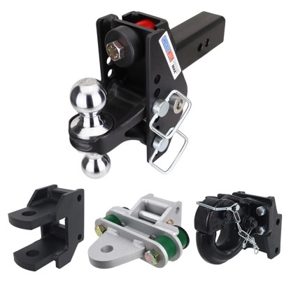 Impact Max Cushion Hitch Farm Tow Kit: Pintle Hook, Clevis Pin, Cushion Drawbar & Chrome Combo Ball - 2-1/2" Receiver