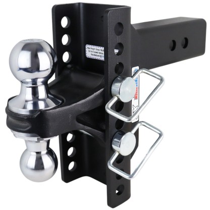 Shocker XR Channel Drop Hitch - Chrome Combo Balls - Fits 2-1/2" Receiver - 10 Hole Frame