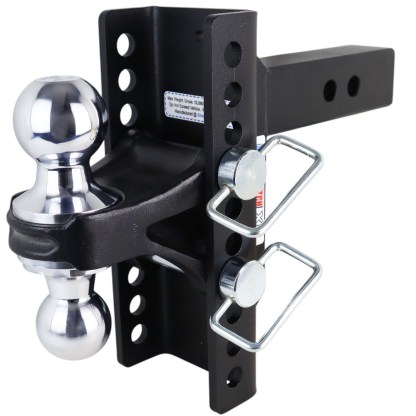 Shocker XR Channel Drop Hitch - Chrome Combo Balls - Fits 2" Receiver - 10 Hole Frame