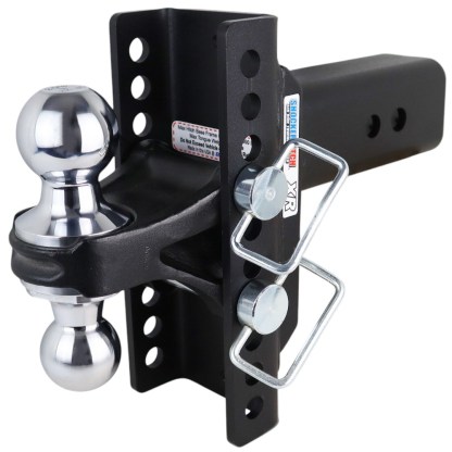 Shocker XR Channel Drop Hitch - Chrome Combo Balls - Fits 3" Receiver - 10 Hole Frame