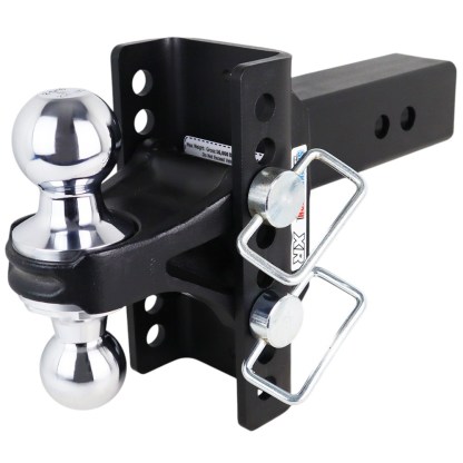 Shocker XR Channel Drop Hitch - Chrome Combo Balls - Fits 2-1/2" Receiver - 8 Hole Frame