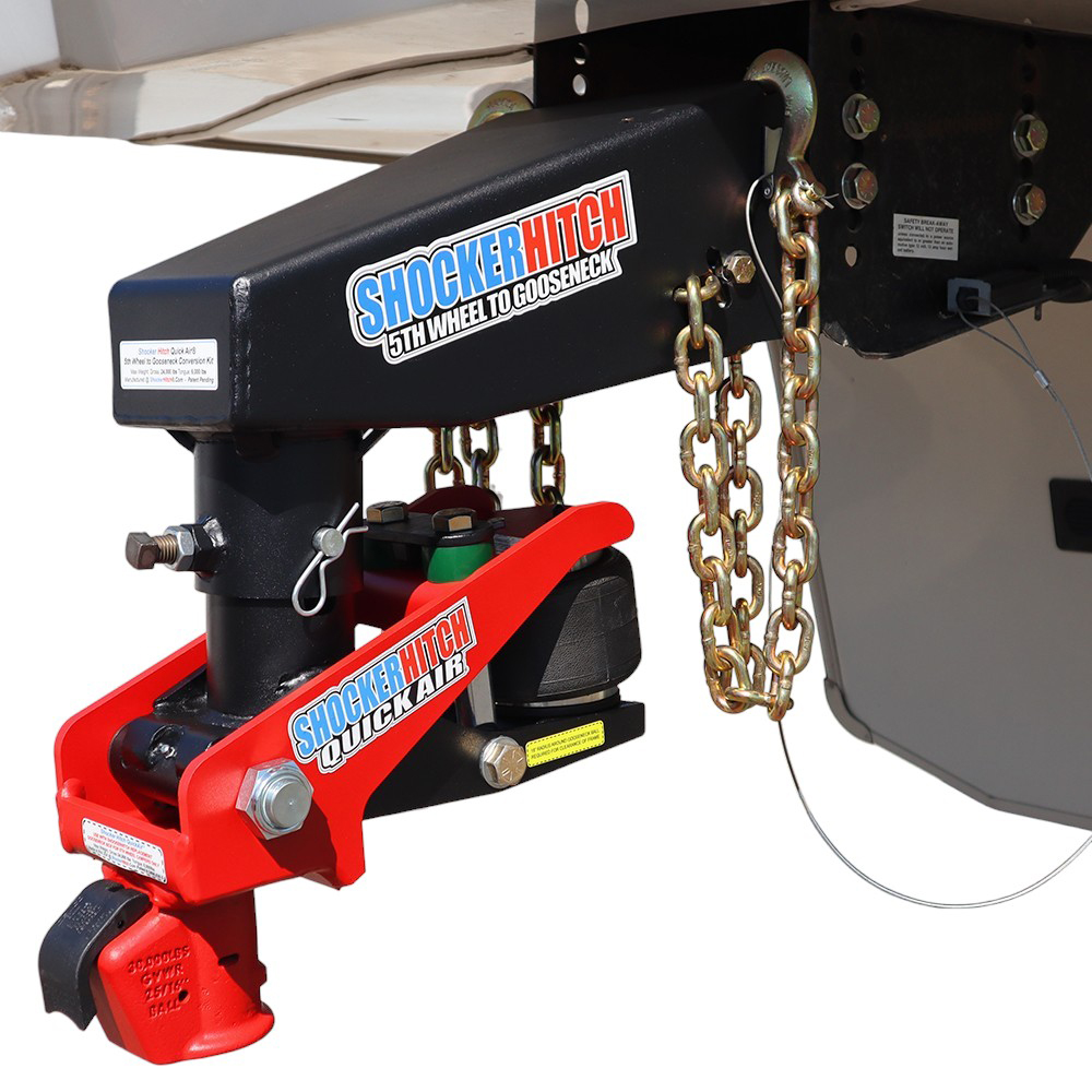Quick Air 5th Wheel to Gooseneck Adapter Conversion Kit with Demco Coupler & Chain Kit