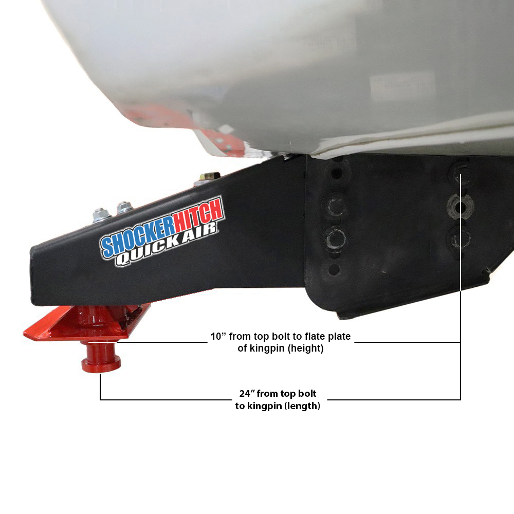 Quick Air Ride 5th Wheel Pin Box - Diagram & Dimensions