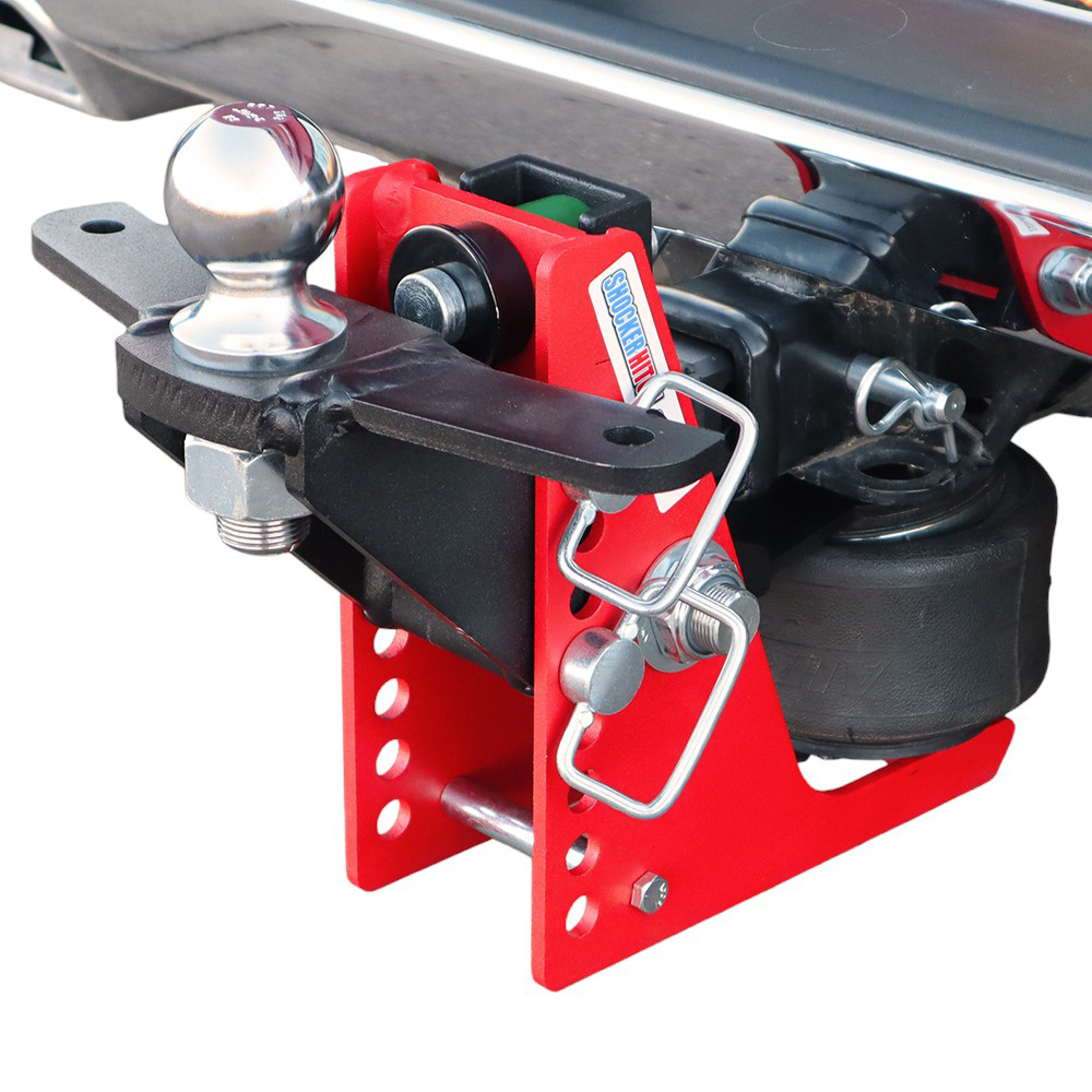 Shocker Sport Air Receiver Hitch & Raised Ball Mount w/ 2-5/16" Ball w/ Sway tabs Installed