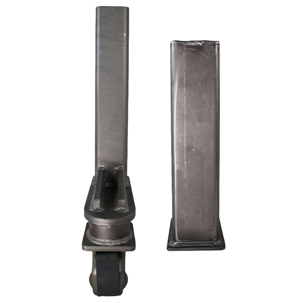 Square Stem Tube & 9in Extender Demco Gooseneck Coupler - Raw Finish - Front View