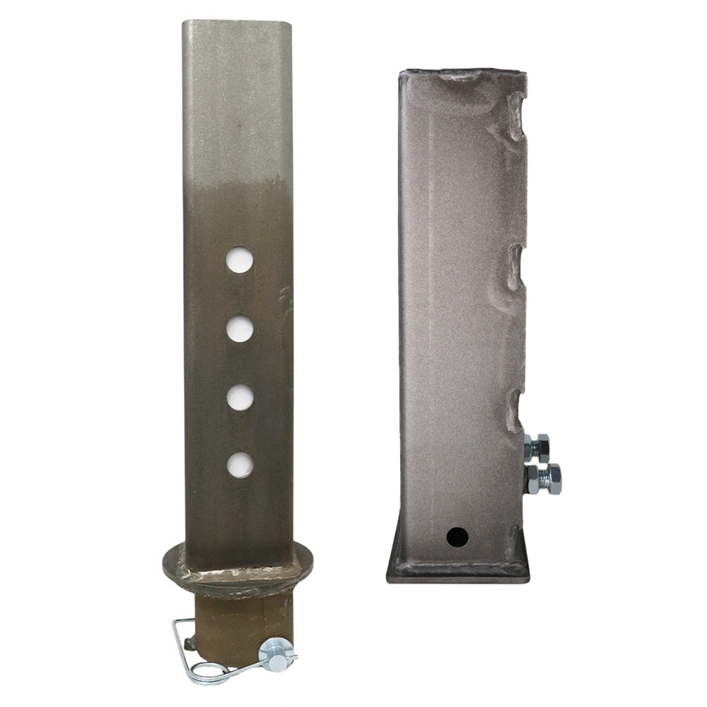 Shocker 4.5in Square Gooseneck Outer Sleeve & Inner Tube Stem with Wallace Coupler (Shown Apart)