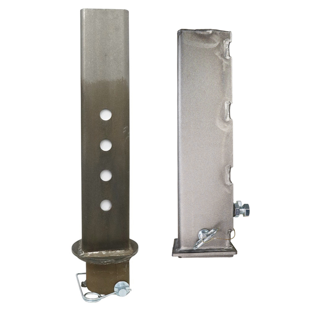 Shocker 4.5in Square Gooseneck Outer Sleeve & Inner Tube Stem with Wallace Coupler (Shown Apart)