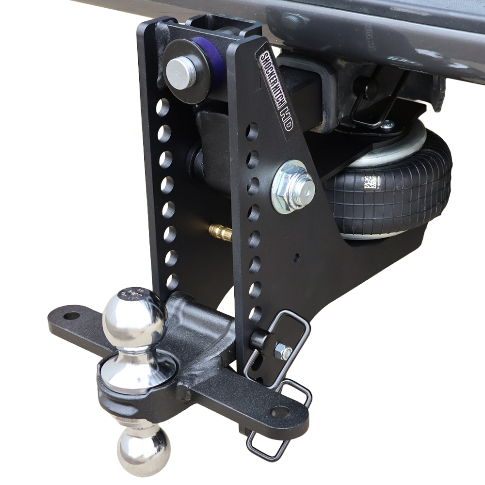 20K Max Air Super Drop Hitch with Sway Tab Chrome Combo Ball On Truck
