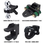 Shocker Deluxe Farm Mounts Kit - (Chrome Combo Ball, Quad Cushion Drawbar, Clevis Pin, Pintle) SH-FTK2-C
