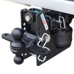 Tow hitch assembly with dual ball hitch and safety pin for attaching a trailer to a vehicle (trailer ball mount)