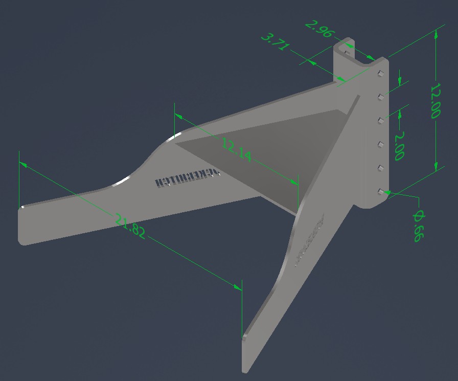 HD Bolt On Tongue Mount Vertical Channel Dimensions Diagram