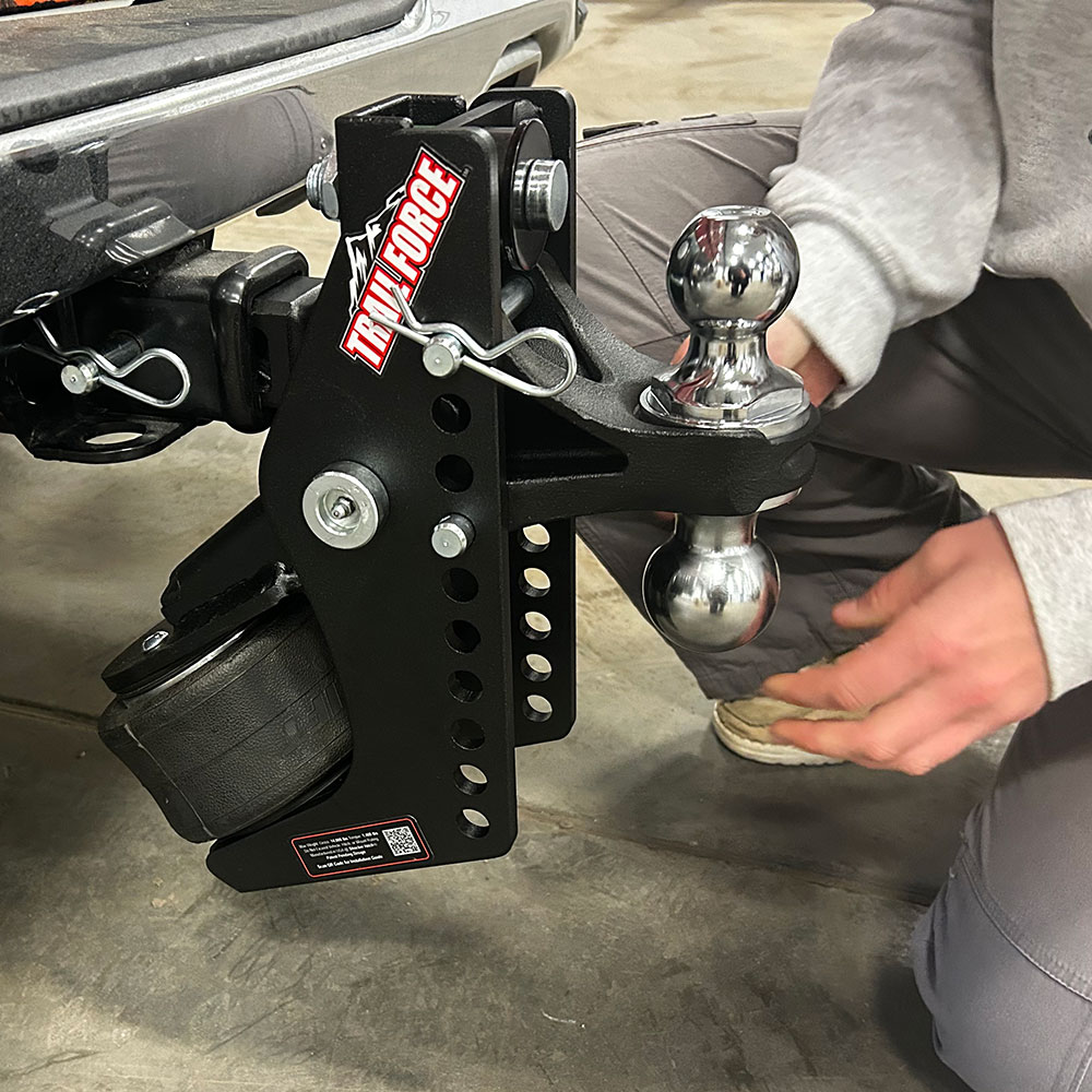 Ball mount installed and secured with hitch pins and clips