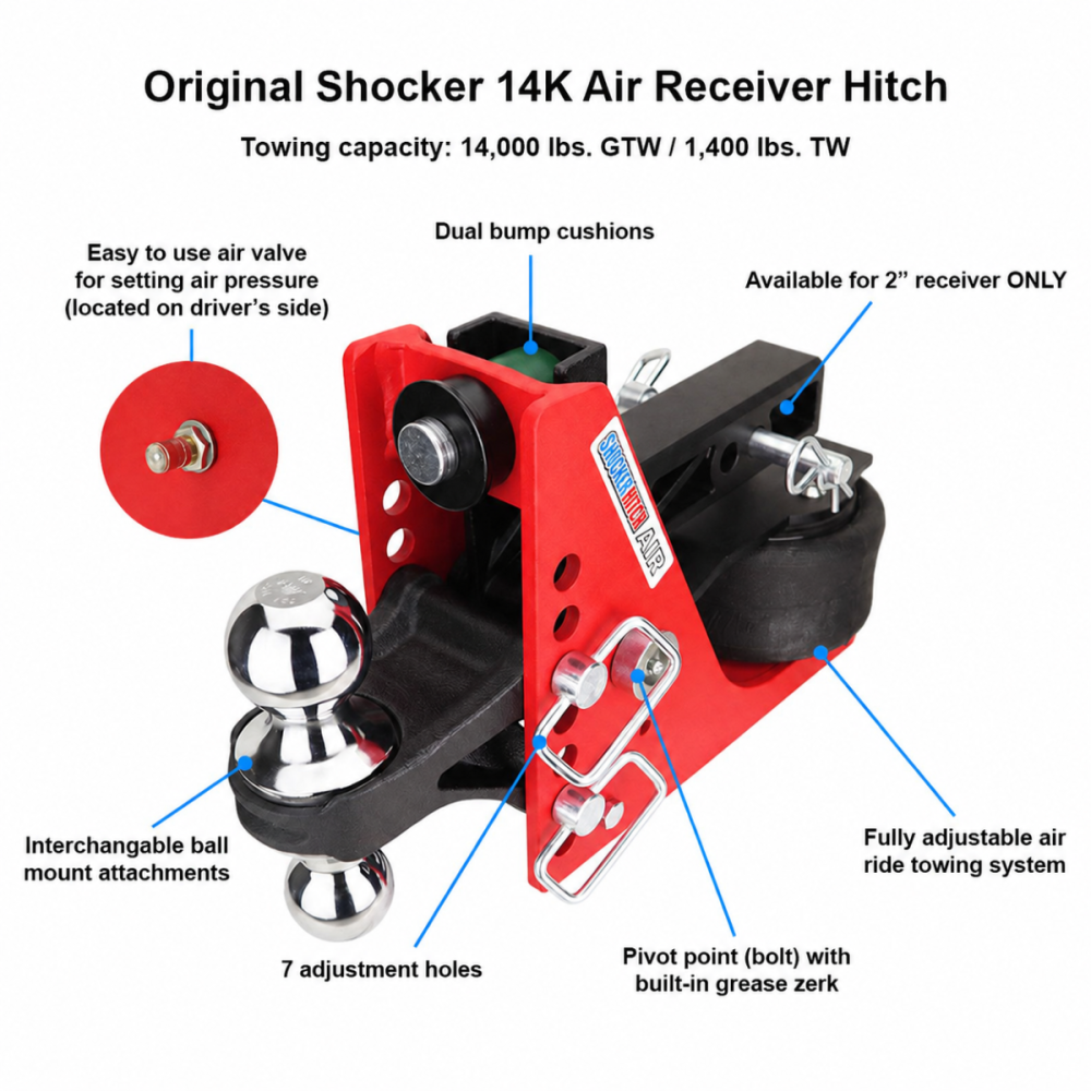 Original Air Ride Receiver Hitch - 7 Hole - Diagram