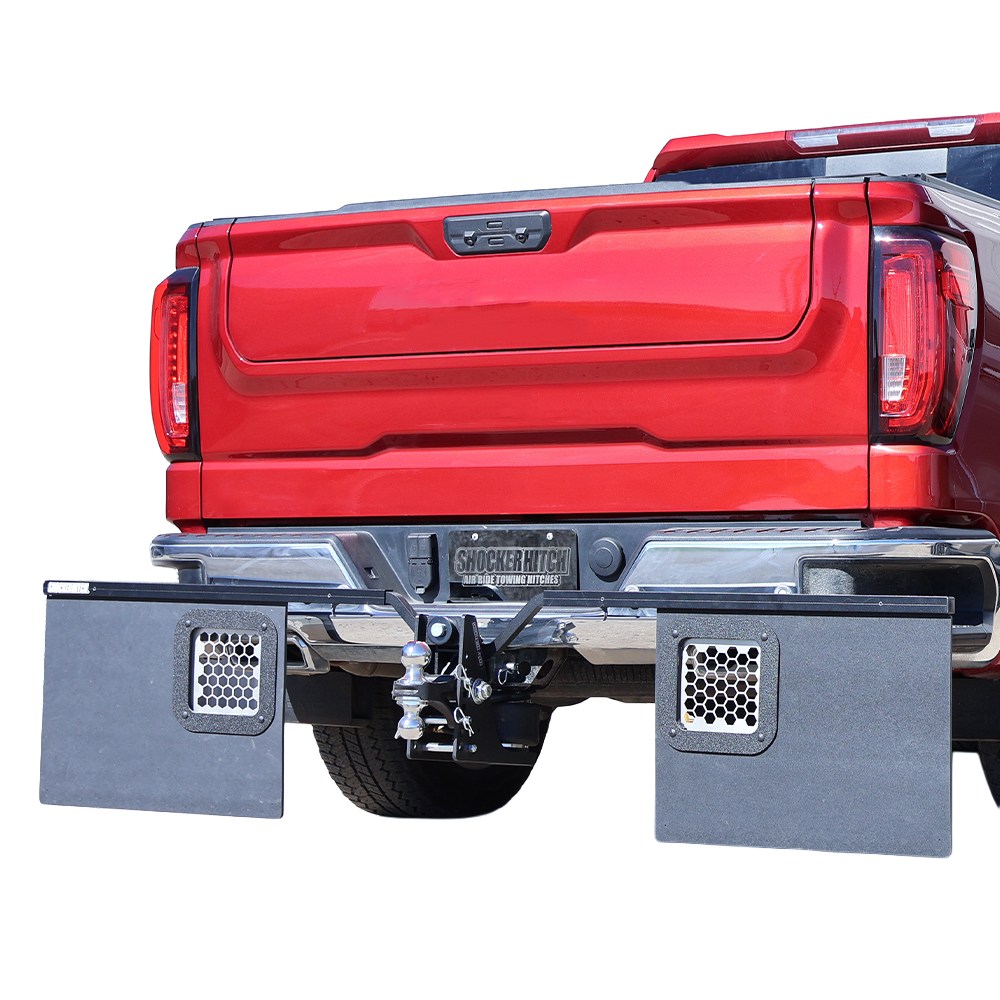 Quick Latch Mud Flap Dual Exhaust Outlet - On Truck