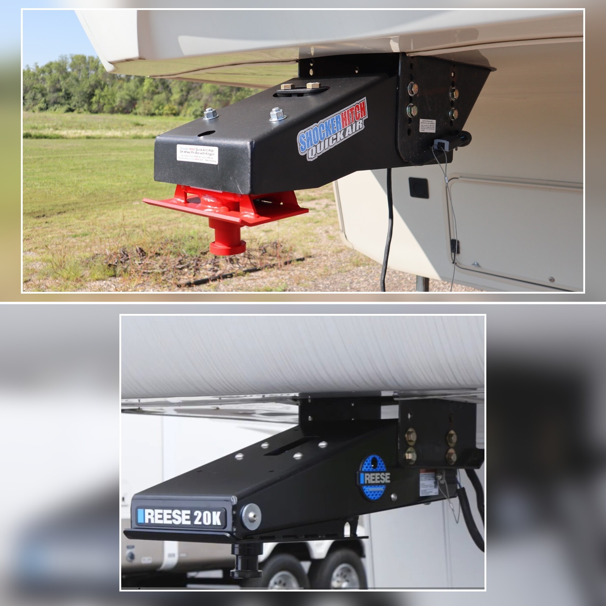 View Comparison Guide of Shocker Quick Air® vs. REESE 5th Airborne™: Air-Ride 5th Wheel Pin Box with Kingpin