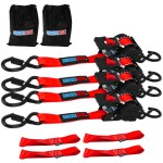 Shocker Retractable 1" Ratchet Straps with S-Hooks - 4 Pack