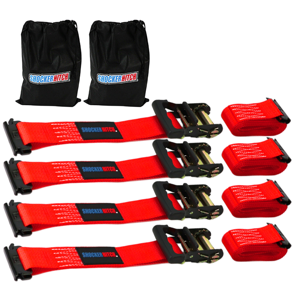 Shocker 2" E-Track Ratchet Straps with E-Track Ends & S-Hooks - 4 Pack