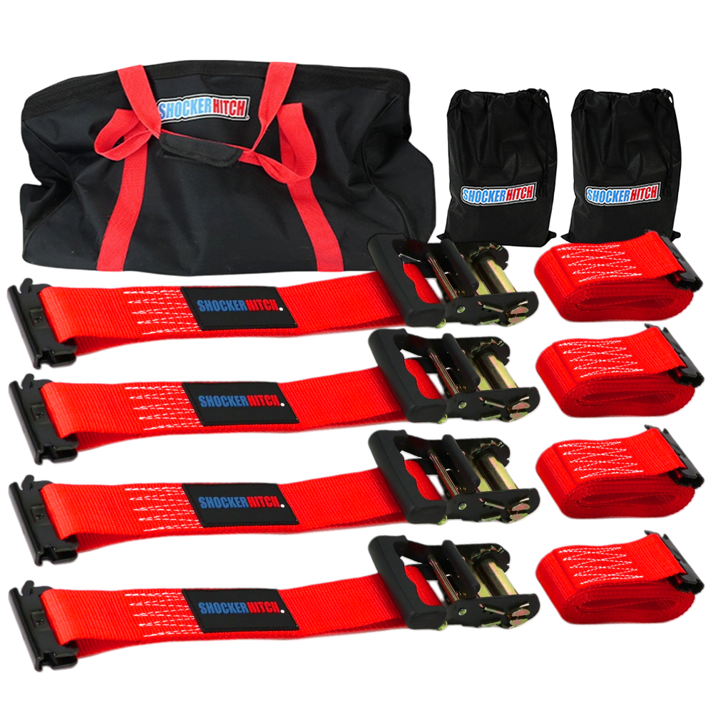 Shocker 2" E-Track Ratchet Straps with E-Track Ends & S-Hooks Utility Kit – 4 Pack